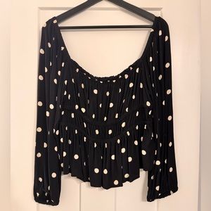 J. Crew: Puff-sleeve Drapey Crepe Top In Dots